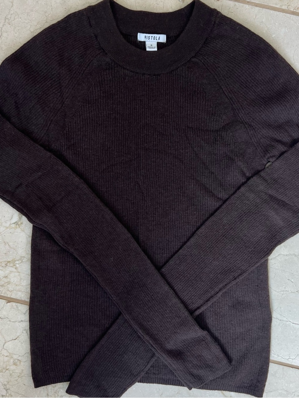 Pistola 100% Pure Wool Juno Featherweight Ribbed Knit Crewneck Sweater Small